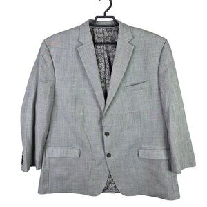 Mens Chaps Gray 2 Button Blazer Suit Jacket Paisley Lining Polyester Rayon 50R